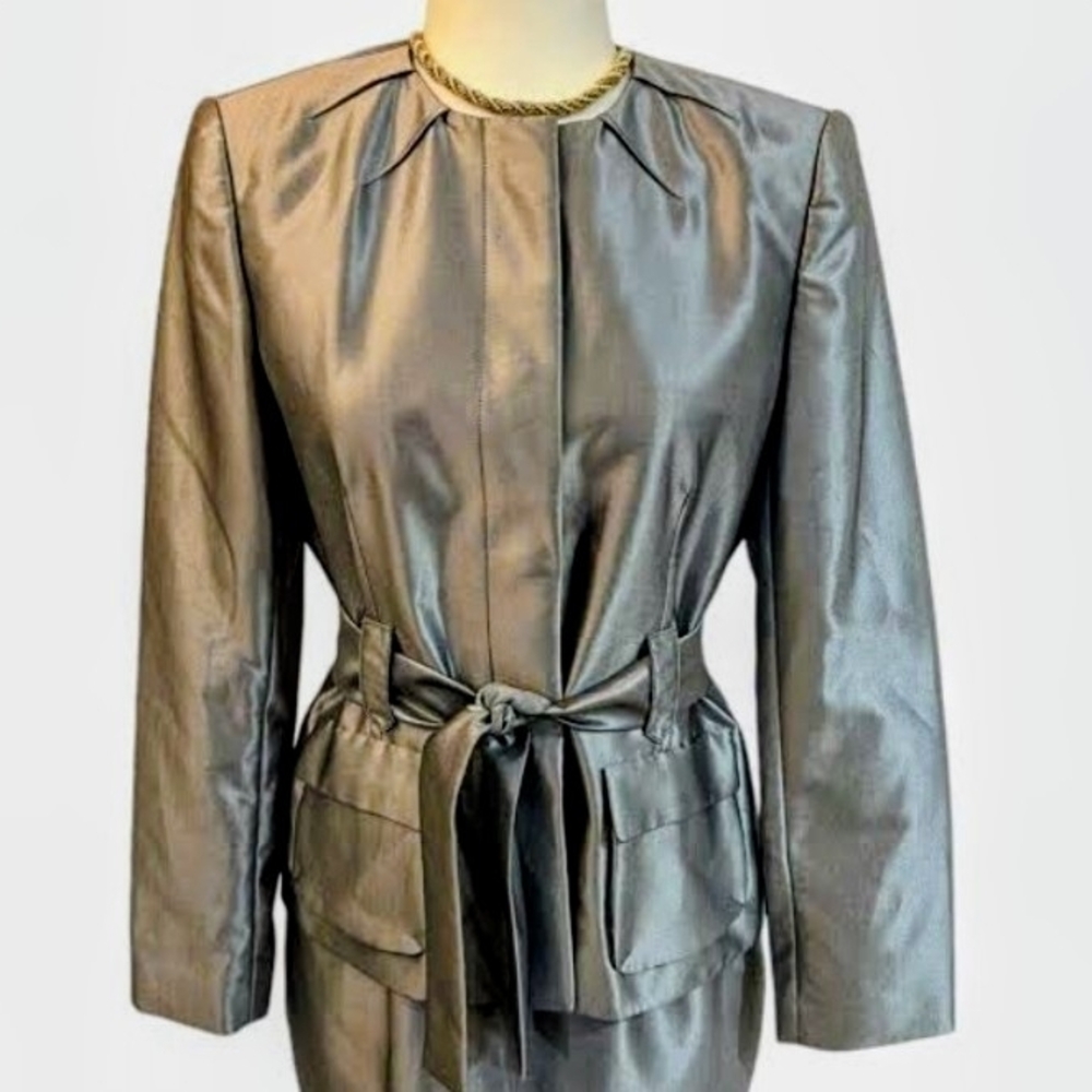 Calvin Klein Metallic Gray Women's 2PC Skirt Suit